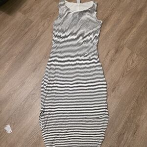 Bar III  Black and White Striped Midi Dress